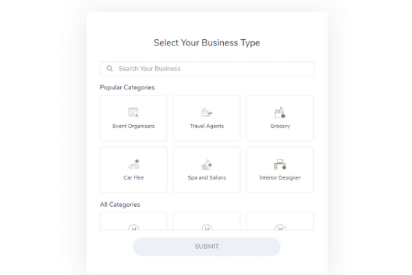 to select your business type